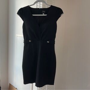 NWOT Black v-neck mini dress with bra cups